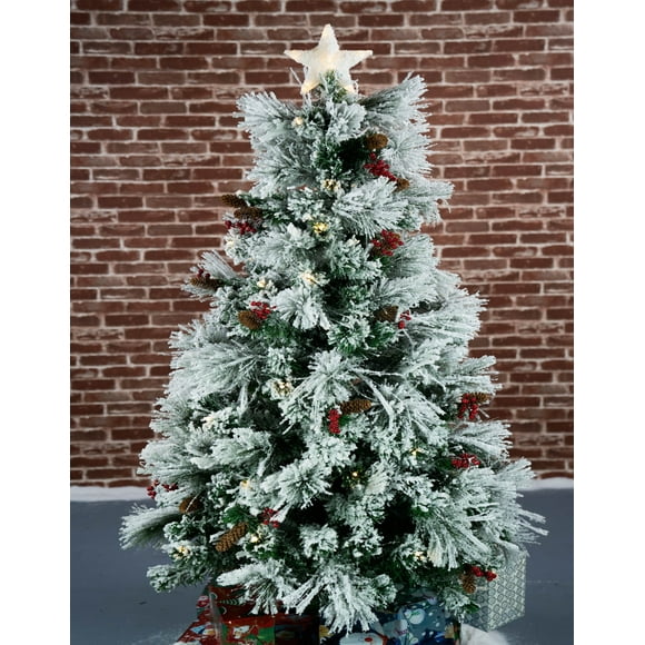 CHRISTMAS TREE FIBER OPTIC SNOW WITH CONES & BERRIES