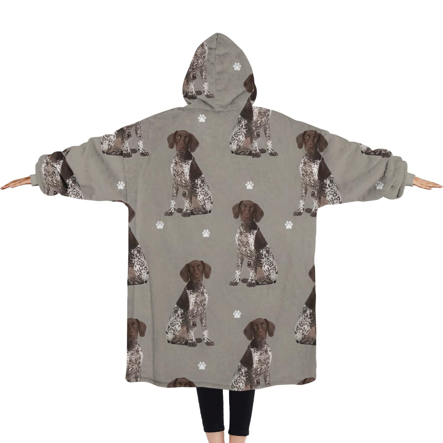 Oversized Wearable Blanket Hoodie,German Shorthaired Pointer Sherpa Blanket Hoodie with Super Pockets,Super Warm Fuzzy Pullover for Women & Men