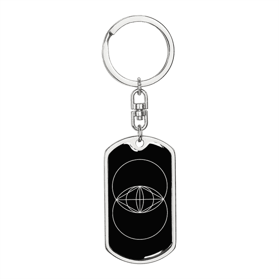 Sacred Geometry The Vesica Piscis Stainless Steel or 18k Gold Premium Swivel Dog Tag Keychain