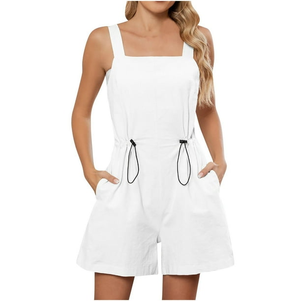 Romper de Color Sólido de las Mujeres, Nuevo Mono de Bolsillo con Encaje para Uso Casual Y de Fiesta, Traje Estirable con Cuello en V de Moda, Traje Diario