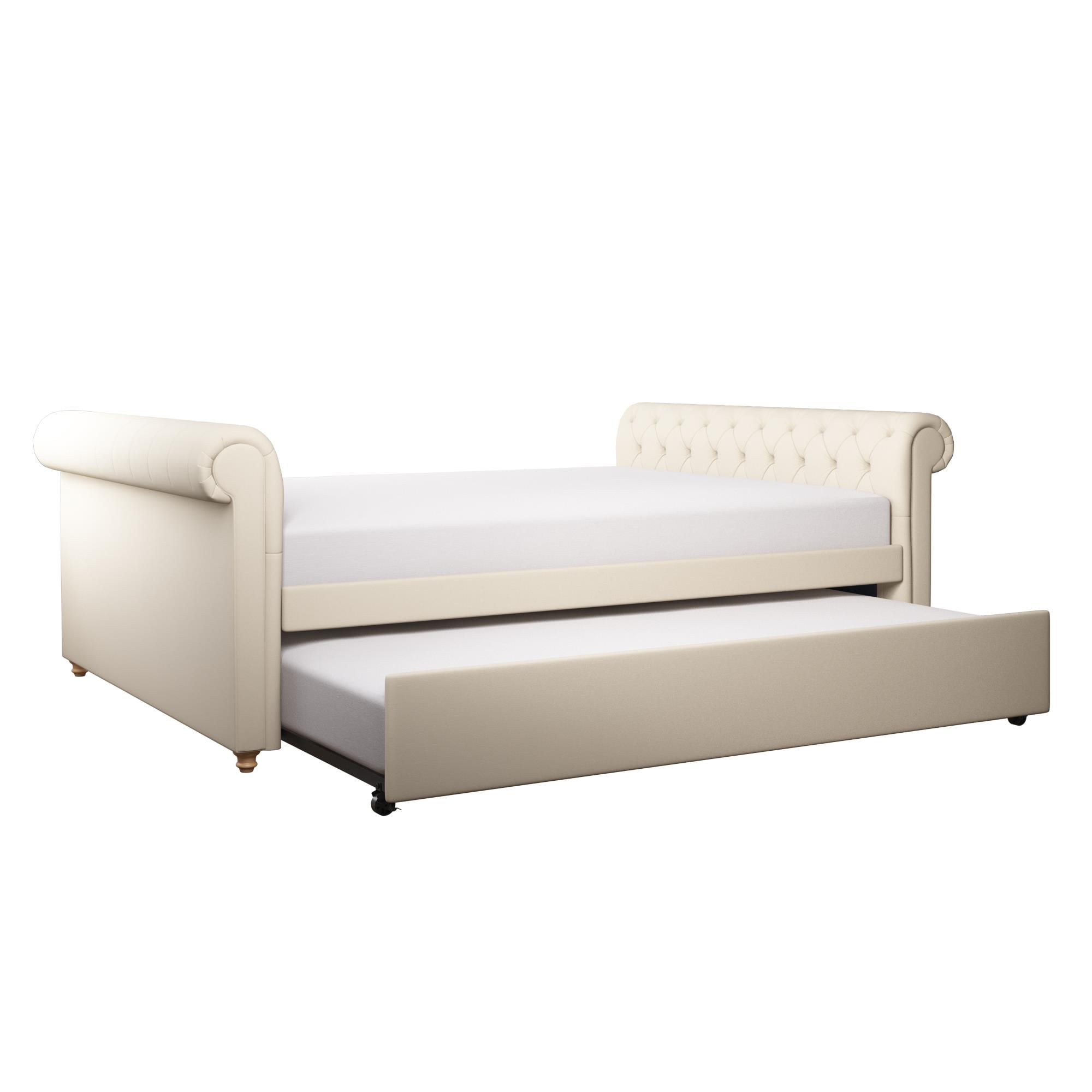 DHP Sophia Upholstered Queen Size Daybed and Full Trundle Tan