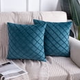thumbnail image 5 of Phantoscope 18"x18" 2-Pack Velvet Pleated Checker Decorative Pillows, Teal Blue, 5 of 6