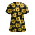 thumbnail image 3 of felwors Scrubs for Women Tops Animal Print Shirt V Neck Cartoon Pattern Short Sleeve Nursing Uniform with Pockets (Yellow, L), 3 of 5