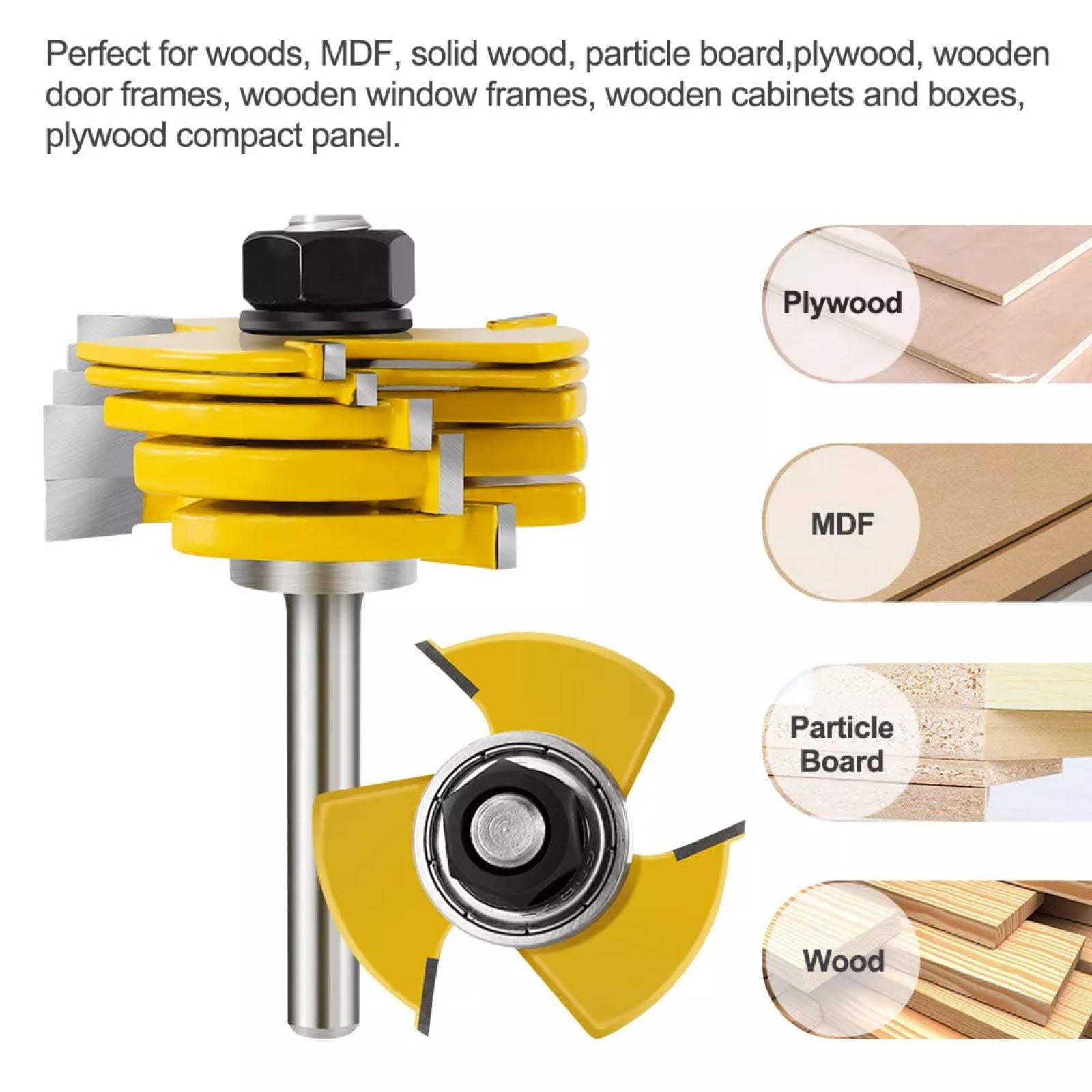 APPLAYERR 2pcs Router Bits Yellow Color 1/4in 1/2in Shank for Professional Woodworking Projects