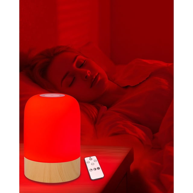 Aoife - Lámpara de sueño con luz roja de 670 nm para dormir con 4 modos de color, rojo, blanco cálido, natural, blanco frío, 10 niveles de brillo, temporiza
