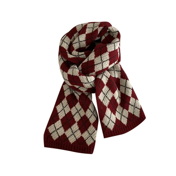 Knitted Plaid Winter Scarf Soft Breathable Fall and Winter Christmas Checkered Scarf for Women's Warmth Unisex Classic Elegant Casual Winter Accessories Scarves for Women Lightweight