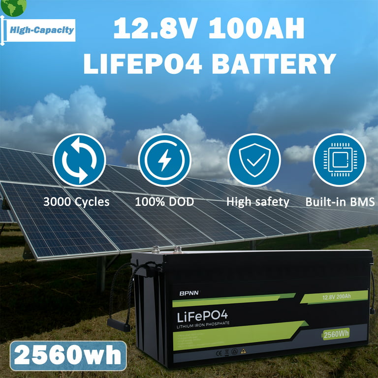 BPNN 12V 100Ah LiFePO4 Lithium Battery Deep Cycles 12V Battery for RV Home  Backup