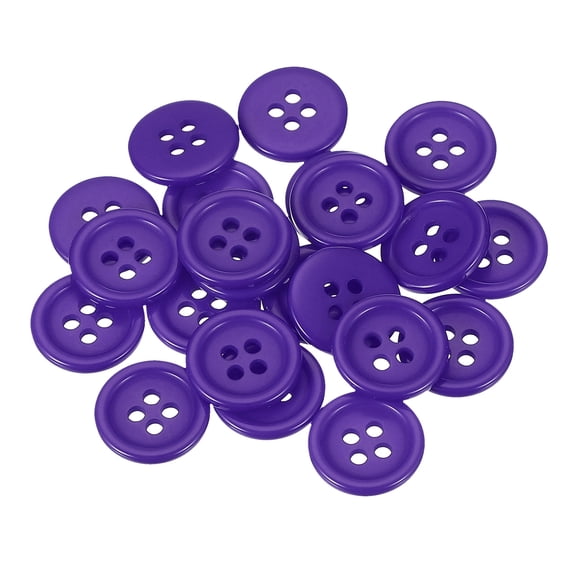 Uxcell 22 Pcs Dark Purple Resin Button, 3/5 Inch(15mm) Round 4 Holes Sewing Buttons, Small Size Flatback Button for DIY Craft Making Clothes Sewing Handmade Ornament