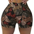 thumbnail image 2 of Haiem Hearts and French Bulldog No Front Seam Biker Shorts for Women Yoga Workout Gym Bike Shorts with Tummy Control Moisture-Wicking-Small, 2 of 9