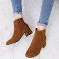 thumbnail image 2 of Women Fashion Waterproof Snow Boots Fashion Color Boots Block Suede Short Solid Heel Side Womens Zipper Boots Womens Boots, 2 of 4