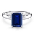 thumbnail image 3 of Gem Stone King 10K White Gold Blue Created Sapphire Engagement Ring for Women | 2.70 Cttw | Octagon 9X7MM | Gemstone September Birthstone | Size 8, 3 of 6
