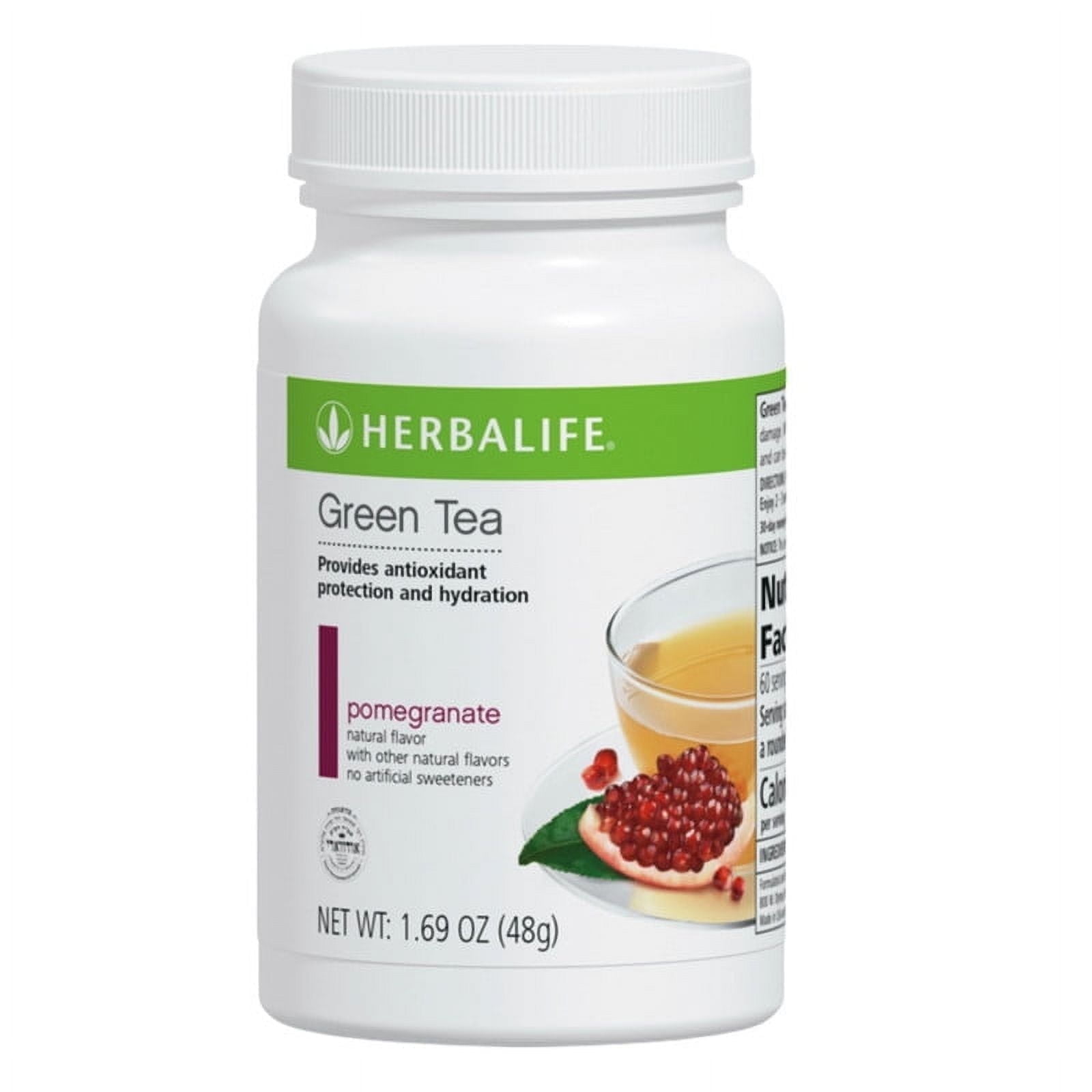 Herba life. Green Tea: Pomegranate Flavor - Natural Flavor 1.69 Oz. (48g) with Shaker Bottle
