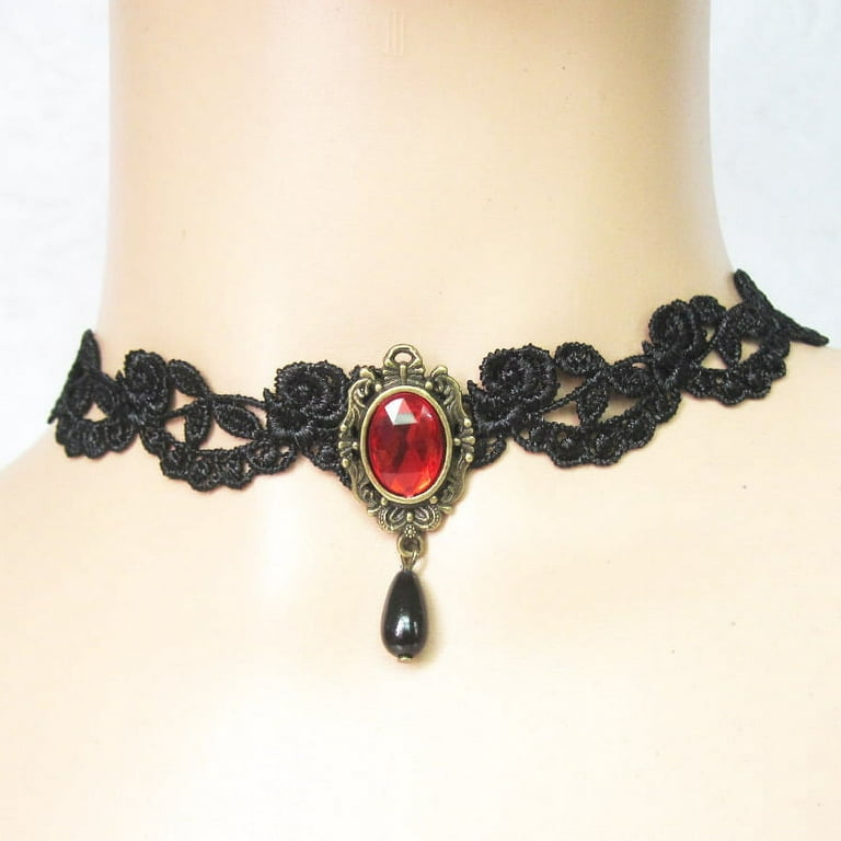 Buy China Wholesale Classic Red Gemstone Pendants Black Lace Chokers For  Women & Classic Red Gemstone Pendants Black Lace Chokers $3