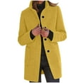 thumbnail image 2 of ClodeEU Women's Breasted Slim Fit Wool Blend Coat, Stand Lapel Coat,Mid Length Blazer Jacket Yellow,Womens Plus M, 2 of 6