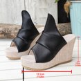 thumbnail image 5 of Womens Platform Wedges Open Toe Casual Soft Leather High Heels Sandals Comfy Arch Support Slip on Slides Black Size 6.5, 5 of 7