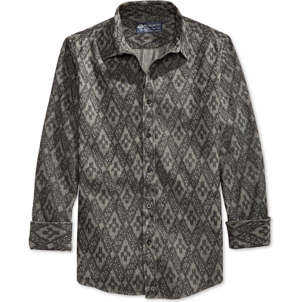 American Rag - Camisa de mezclilla con estampado geométrico para hombre, color negro, extra pequeño American Rag Botones al frente