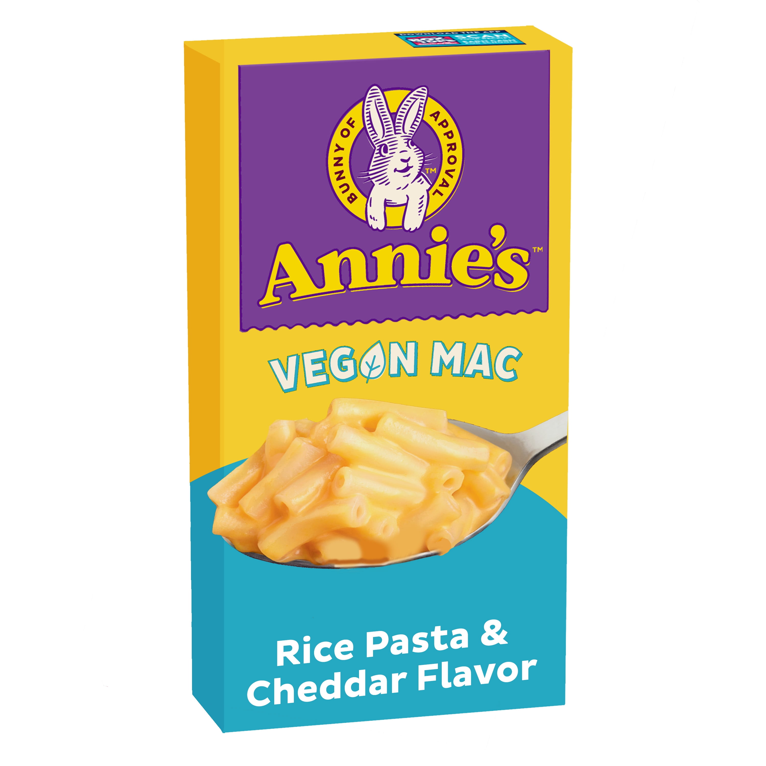 Annie’s Vegan Mac Rice Pasta and Cheddar Flavor Dinner with Organic Gluten Free Pasta, 6 OZ