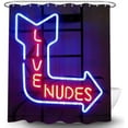 thumbnail image 3 of Unique Funny Shower Curtain for Bathroom, Fun Neon Signs Live Nudes Fabric Shower Curtains Set, Cool Design Restroom Decor Accessories Hooks Included 60X72inches, 3 of 6