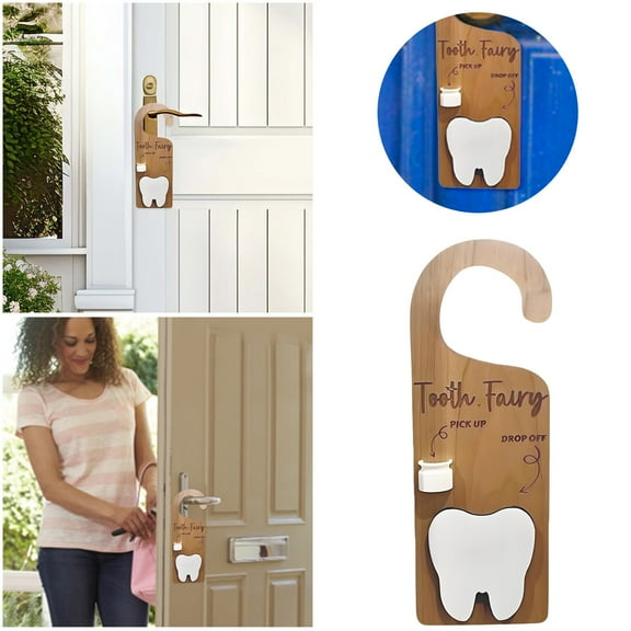 Tooth Fairy Door Hanger & Tooth Holder for Kids - Wooden Lost Tooth Keepsake Box,Magical Gift for First Tooth,Encourages Good Habits & Celebrates Milestones,Room Decor for Boys & Girls