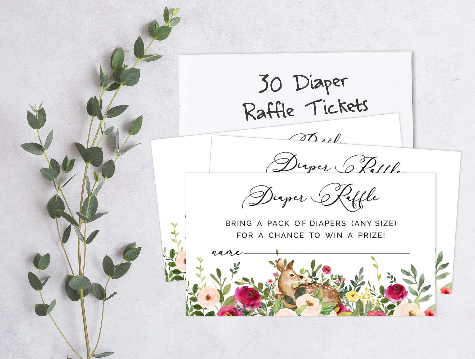 Inkdotpot 30Deer Jungle Animals Baby ShowerDiaper Raffle Ticket Lottery Insert Cards Supplies Games For Baby Shower Party Bring A Pack Of Diapers To Win Favors Gifts And Prizes