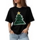 thumbnail image 5 of Women's T-Shirt,Short Sleeve Tee Shirts Casual Tops Green Christmas Tree Star Crewneck T Shirt for Women, 5 of 8
