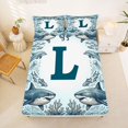 thumbnail image 5 of jejeloiu Ocean Theme Letters Bed Sheets For Men,Personalized Monogrammed L Pattern Full Size Sheets For Boys,4 Pieces,1 Flat Sheet, 1 Fitted Sheet and 2 Pillowcases, 5 of 6