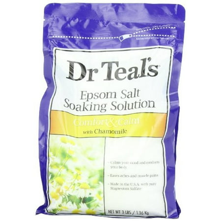 Dr. Teals Epsom Salt Soaking Solution, Chamomile, TWO 48OZ Bags, 6LB