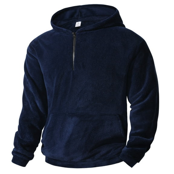 MIASHUI Men's Coral Hoodie for Winter Warmth, Oversized Pullover with Soft Inner Lining and Front Pocket BU2,S