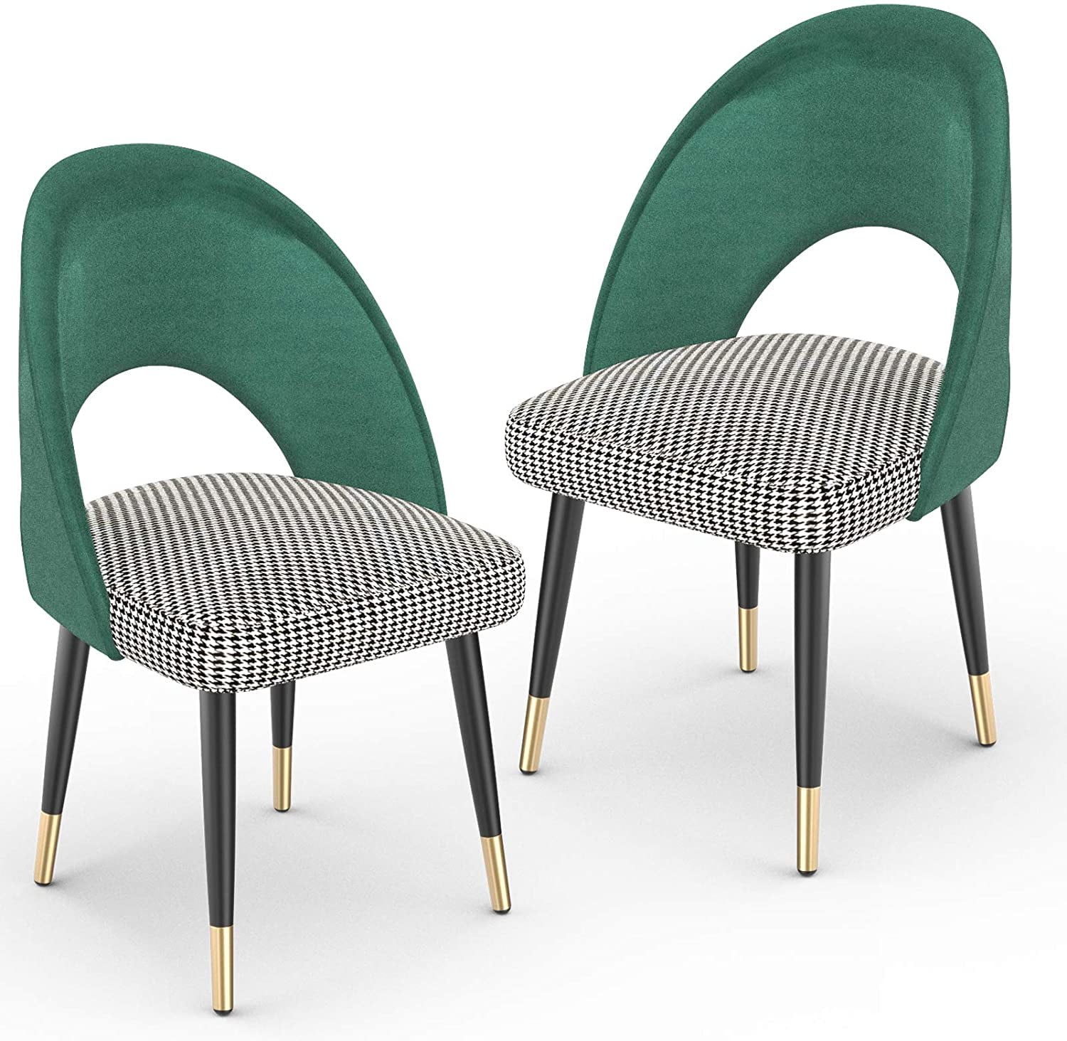 Mecor Modern Velvet Dining Chairs Set, Green Upholstered Dining Room Chairs