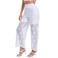 thumbnail image 4 of Pincandy Women's High Waist Lace Wide Leg Casual Pants, Loose Fit, Elastic Waistband, Daily & Party Wear, 4 of 6