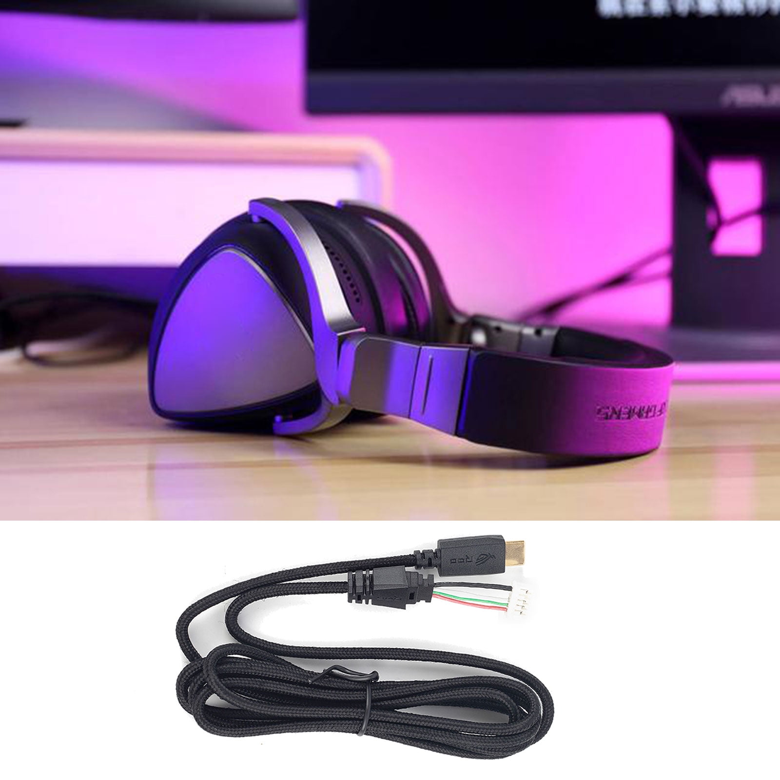 WINDLAND Earphone Cable Bare Wire Open End TRS 4 Pole Cord Soft PVC Line for ROG for Delta USB-C Gaming Headset