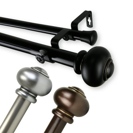 Dani 1" Double Curtain Rod 160-240 inch - Satin Nickel