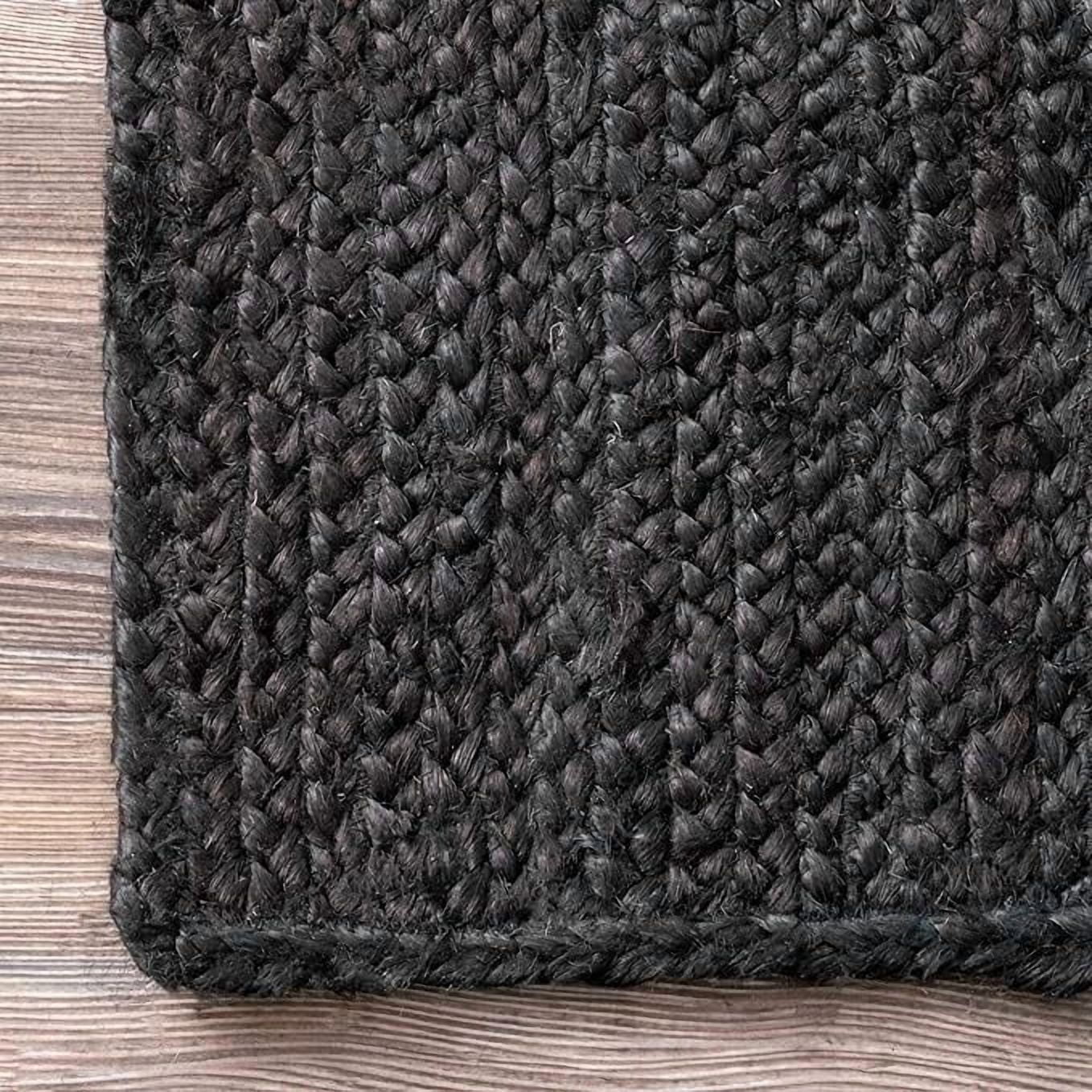 8x11 Ft Oval Black Jute Area Rug, Hand-Woven, Reversible, Farmhouse Boho Style, Durable & Pet-Friendly Rug for Living Room, Dining Room, and Bedroom