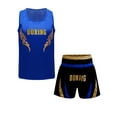 thumbnail image 1 of Linjinx Kids Unisex Boxing Kickboxing Training Suit Halloween Costumes Shiny Letter Printed Tank Top and Shorts Set Blue 8, 1 of 7