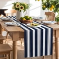thumbnail image 2 of Table Runner 36 Inches Long for Kitchen Dining, Navy Blue Gray Stripe Dresser Scarf Farmhouse, Dining Table Decorations for Wedding/Parties, Modern Farmhouse Horizontal Striped 13 x 36 In, 2 of 7