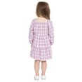 thumbnail image 2 of Wonder Nation Toddler Girl Long Sleeve Plaid Printed Dress, Sizes 12M-5T, 2 of 9