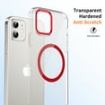 thumbnail image 3 of Magnetic for iPhone 12 Pro / 12 6.1" Clear Case Compatible with Magsafe Military-Grade Protection Shockproof Phone Bumper,Anti-Scratch Drop Proof Anti-Fingerprint Clear Hard Back Cover Back,Red, 3 of 9