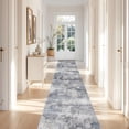 thumbnail image 5 of YOUFORTONG 3'x16' Washable Abstract Runner Rug,Soft Low Pile Indoor Carpet,Non Slip Backing,Stain Resistant Distressed Floor Mat for Living Room Bedroom Kitchen Hallway,Blue, 5 of 7