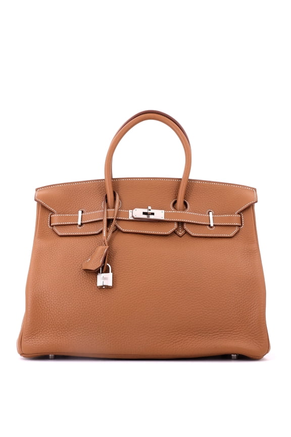 Pre-Owned Birkin Handbag Gold Togo with Palladium Hardware 35 By Rebag