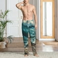 thumbnail image 6 of Lsque Blue Ocean Waves Print Men's Pajama Pants, Lounge Pant - Comfortable Home Wear,Elastic Waistband, Stylish Design-X-Large, 6 of 9