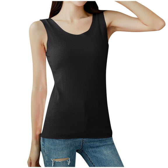 Giftesty Womens Tanks Clearance Under $5 Women's Spring And Winter German Velvet Seamless Round Neck With Double Pockets For Warm Belly And Warm Bottom Slim And Skin Friendly