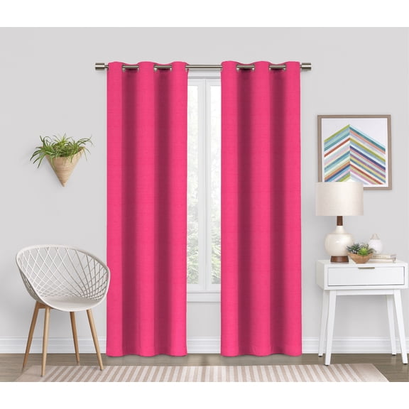 Eclipse Dayton Solid Pink Blackout Grommet Single Curtain Panel, 42" x 63"