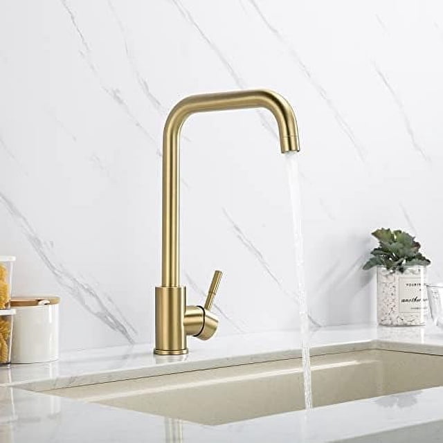 Grifo de cocina de oro cepillado de 7 formas, grifo mezclador de fregadero giratorio de 360° con aireador extraíble, grifo de fregadero de acero inoxidable SUS304