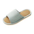 thumbnail image 2 of Xfvqtps Women House Slippers Linen Flax Insole Memory Foam Soft Sole Non Slip Slide Bedroom Indoor Slippers Blue, 2 of 5