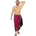 thumbnail image 3 of HAPPY BAY Men's Pareo Standard Beachwear Dashiki Sarong Full Beach Wrap One Size Garnet, Sun Summer Vacation Party, 3 of 5