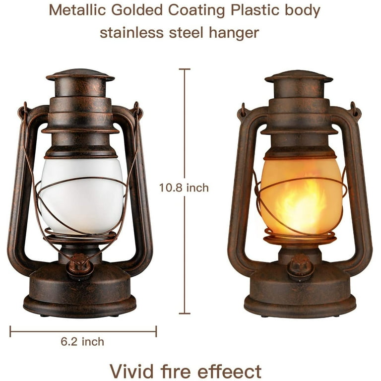 2 Pack Led Vintage Lantern, Outdoor Hanging Plastic Lantern Operated with  Remote Control Two Modes Christmas Decorations Lights Battery Powered for