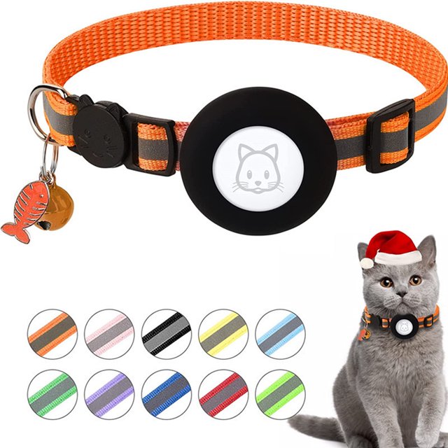Collar reflectante ajustable para gato, antiestrangulamiento, color naranja, 2 uds., para gato, gatito, cachorro, con campana y hebilla de seguridad Rojo Verde