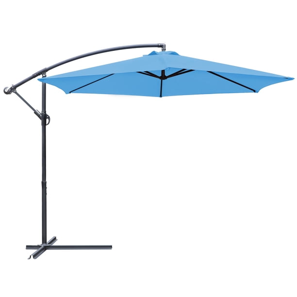 Walnew 10 Foot Offset Hanging Polyester Market Outdoor Patio Umbrella With Steel Frame And Easy Tilt Blue Walmart Com Walmart Com