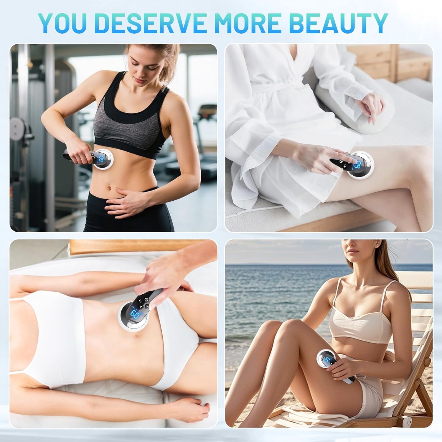 3-in-1 Cordless Body Massager Professional with Red Light and Heat, Handheld Skin Wellness Tool for Home Spa Relaxation, Portable Rechargeable Device for Arms, Legs and Waist