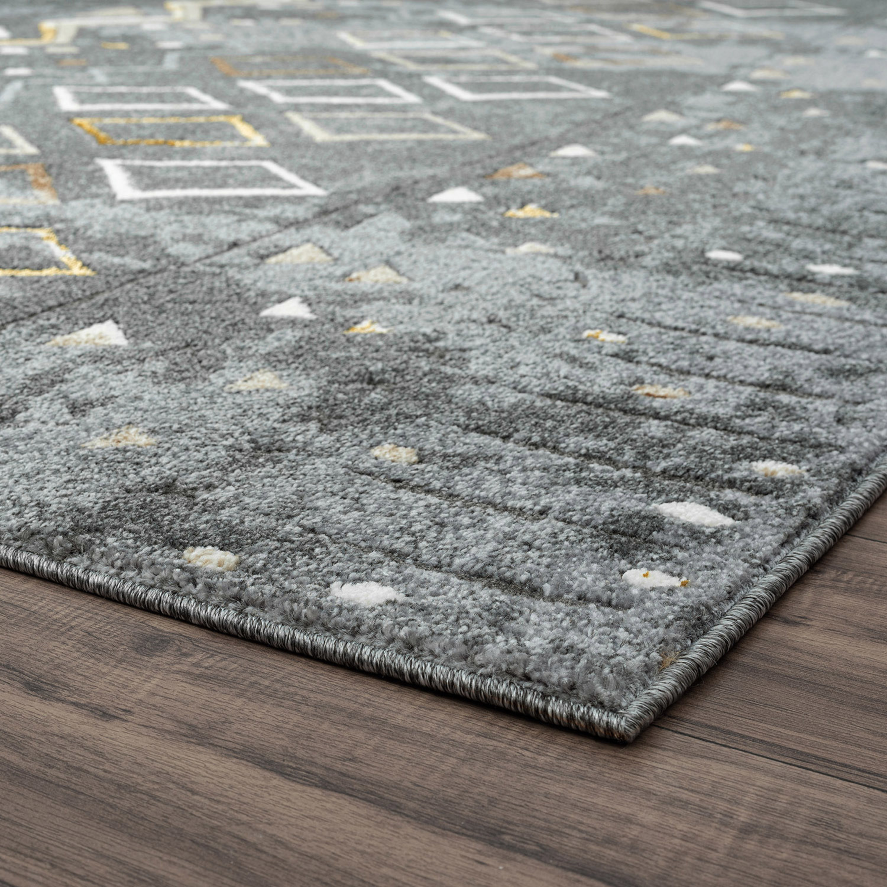 Contemporary 8x10 Area Rug (7'11'' x 10'3'') Tribal Dark Gray, Beige Living Room Easy to Clean